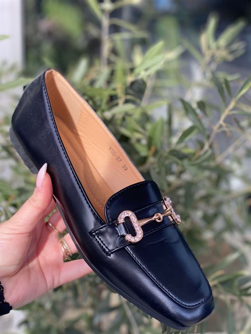 By Lagoni - Loafers - Sort Guld + Sten